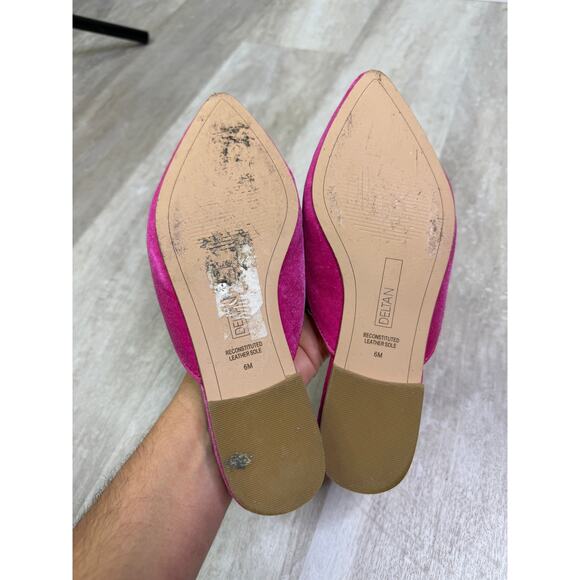 Deltan Pink Jeweled Rhinestone Velvet Mules Size 6 - Picture 3 of 5